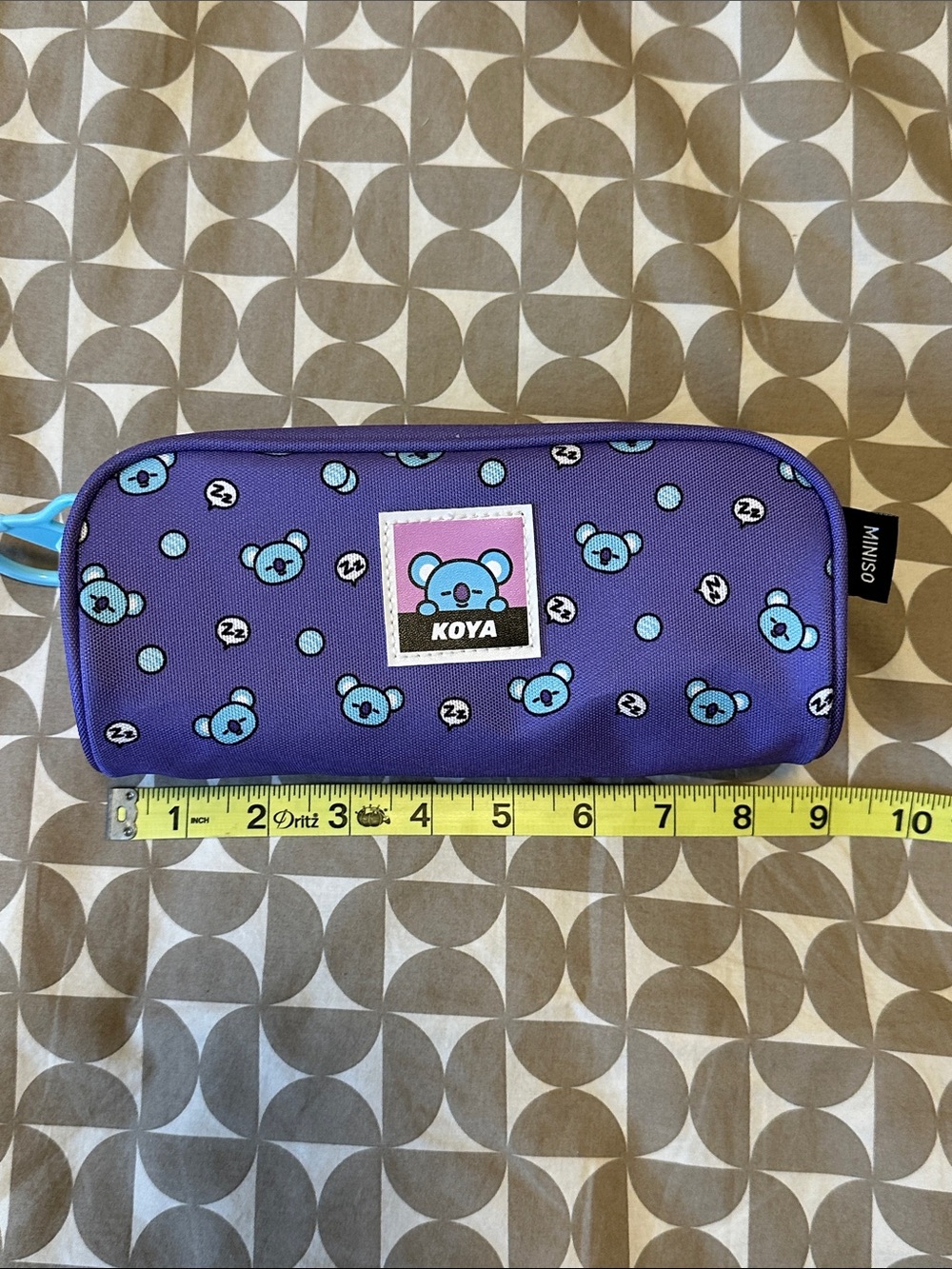 KOYA BT21 Purple Cosmetic Pouch with big zipper and bear logo
